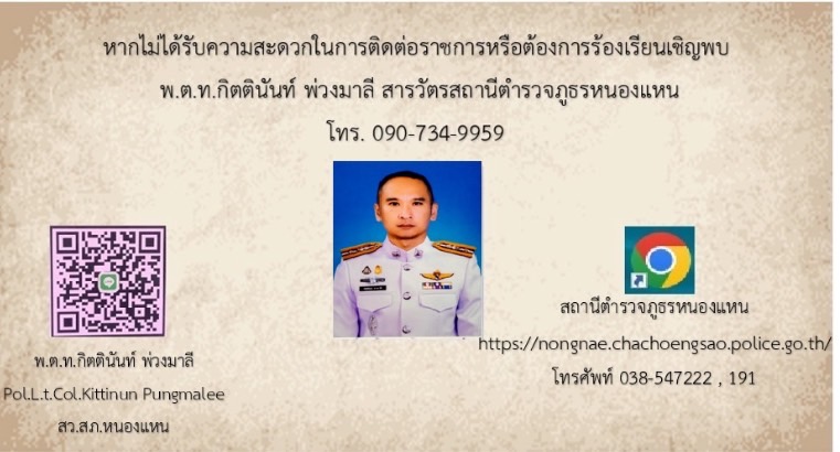 ช่องทางการร้องเรียนการทุจริตของสถานีตำรวจภูธรหนองแหน